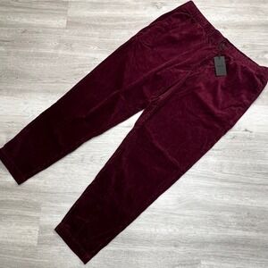 BONOBOS Corduroy Relaxed Fit Pants Elastic Waist XL REG Burgundy NWT